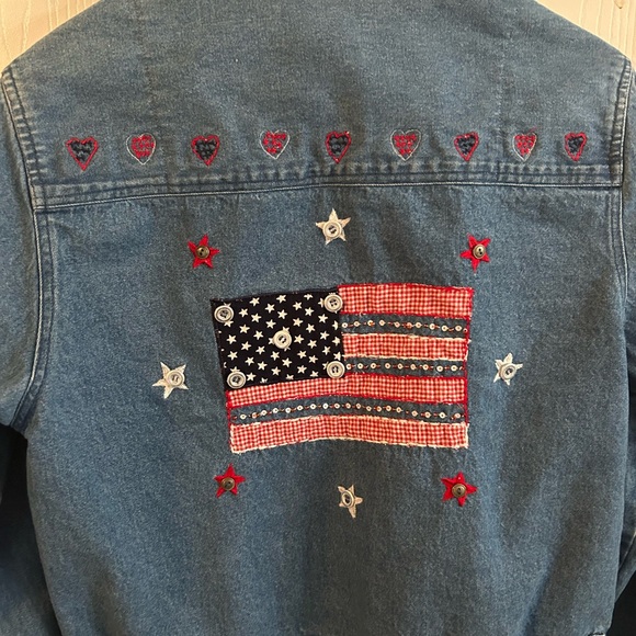 Tantrums Jean Jacket-patriotic real Americana theme-size PXL- - Picture 6 of 7